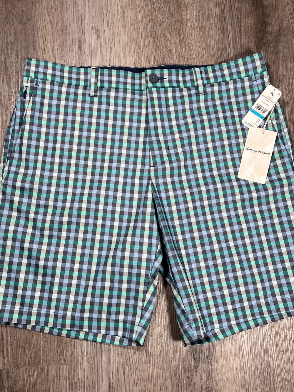 New Tommy Bahama Men’s 36 Shorts Barbados Pro Clubhouse Check 9 Deep Azure Blue